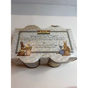 Debbie Mumm Spring Is In The Air Ceramic Mug Set 4 Easter Bunnies